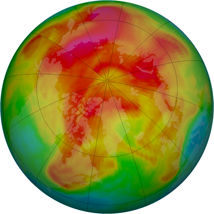 Arctic ozone map for 09 April 1985